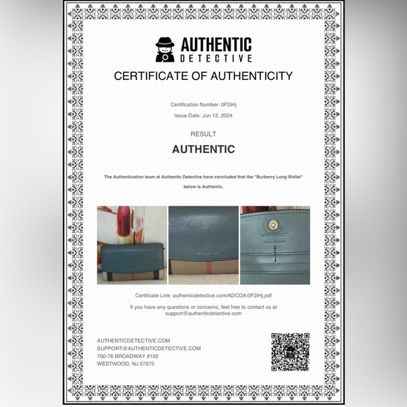 COA⭐️BURBERRY Continental wallet⭐️Smoky green⭐️PERFECT A FOR WALLET ON CHAIN⭐️ - Picture 12 of 12